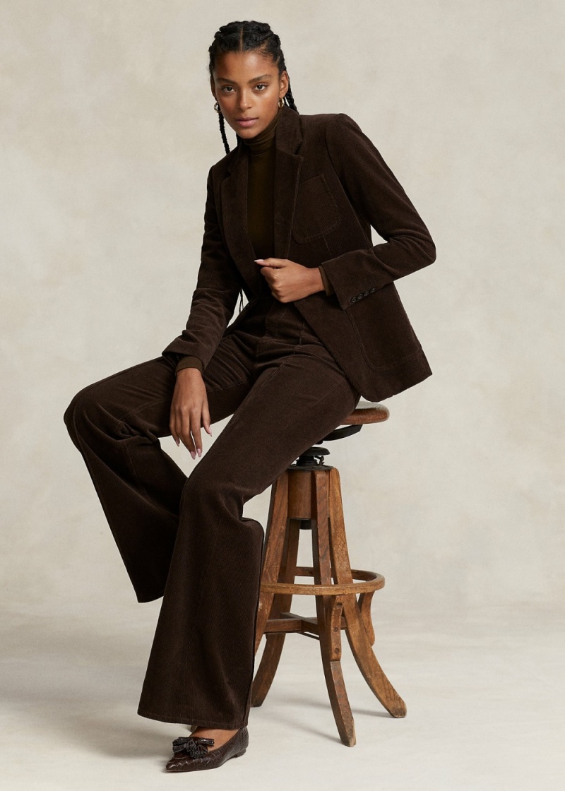 Pantalones Pintucked Corduroy Flare Pant Mujer Marrom | DOQV36920 - vista 1