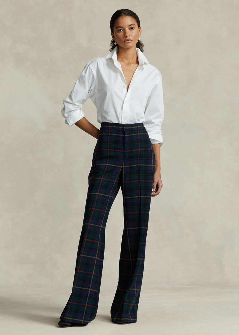 Pantalones Plaid Lana Twill Flare Pant Mujer Marrom | ZYGS64209 - vista 1