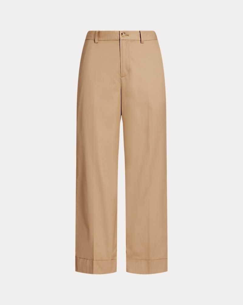 Pantalones Ralph Lauren Pleated Cotton Twill Cropped Mujer Birch Tan | KLJRGHI-73 - vista 2