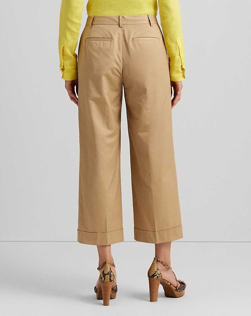 Pantalones Ralph Lauren Pleated Cotton Twill Cropped Mujer Birch Tan | KLJRGHI-73 - vista 4