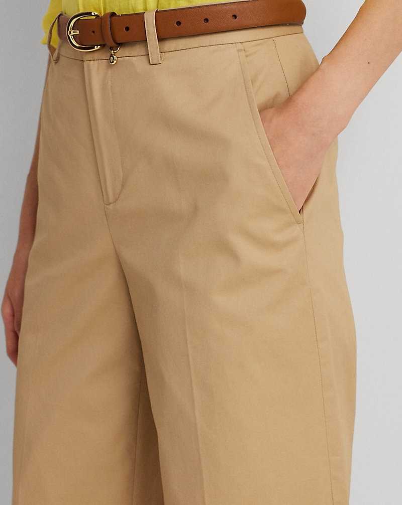 Pantalones Ralph Lauren Pleated Cotton Twill Cropped Mujer Birch Tan | KLJRGHI-73 - vista 5
