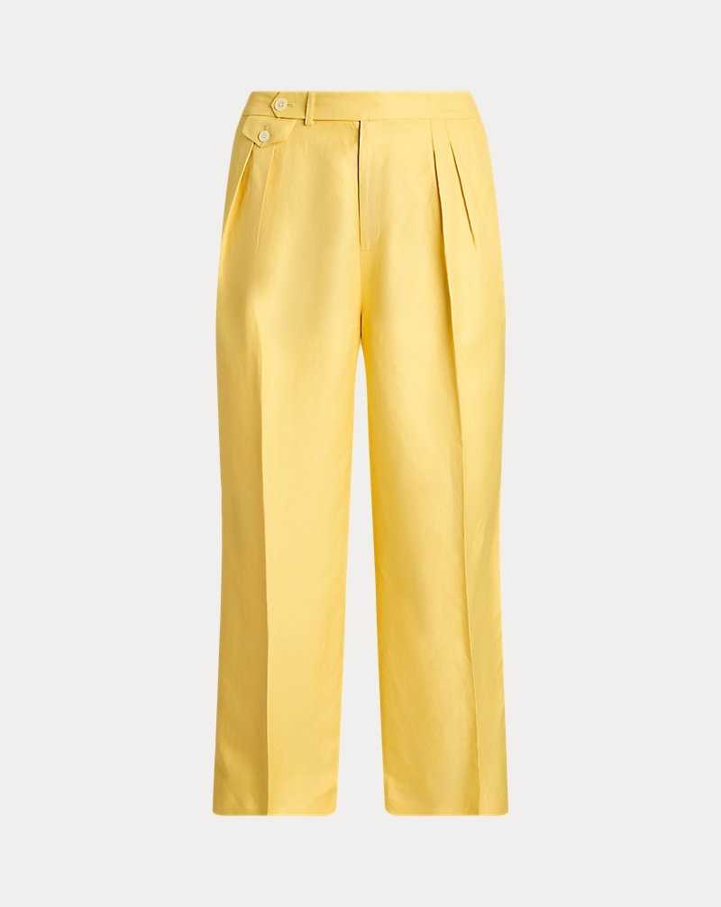 Pantalones Ralph Lauren Pleated Linen-Blend Twill Wide-Leg Mujer Amarillos | KTMCBEI-64 - vista 2