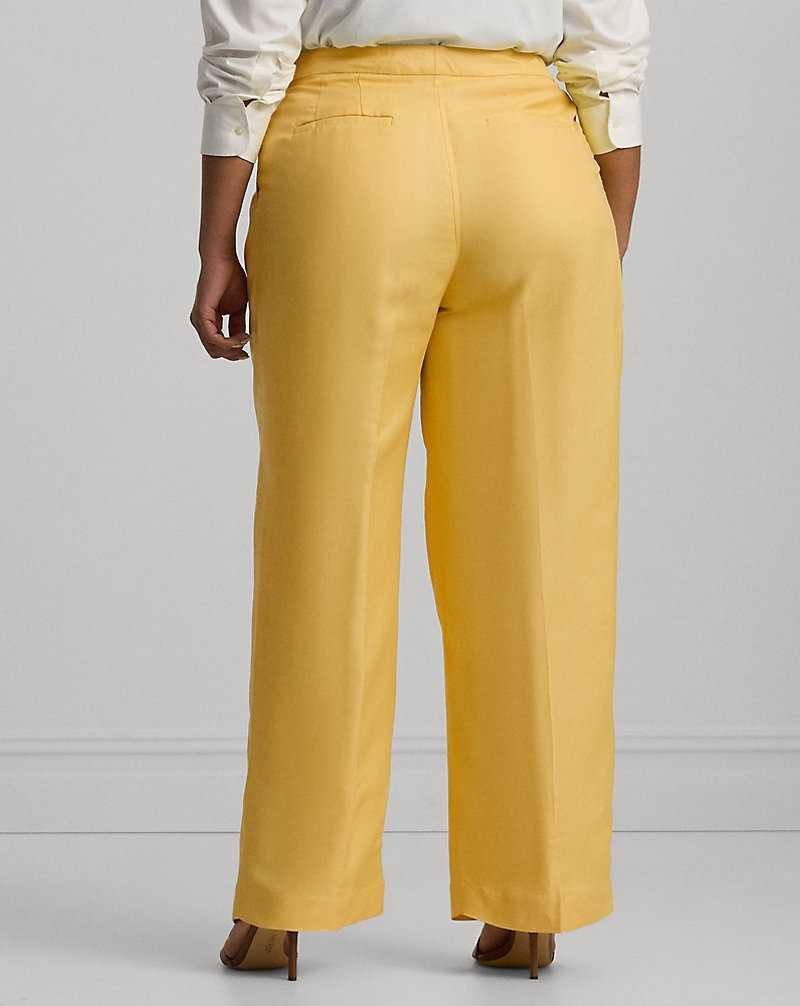 Pantalones Ralph Lauren Pleated Linen-Blend Twill Wide-Leg Mujer Amarillos | KTMCBEI-64 - vista 4