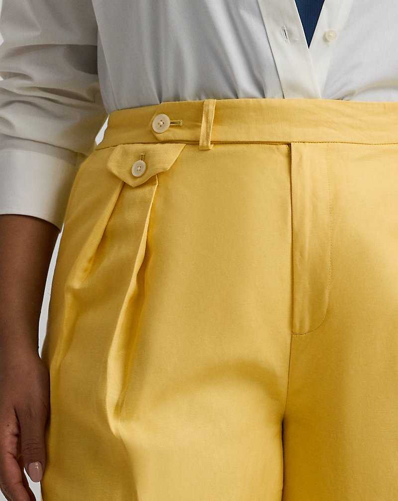 Pantalones Ralph Lauren Pleated Linen-Blend Twill Wide-Leg Mujer Amarillos | KTMCBEI-64 - vista 5