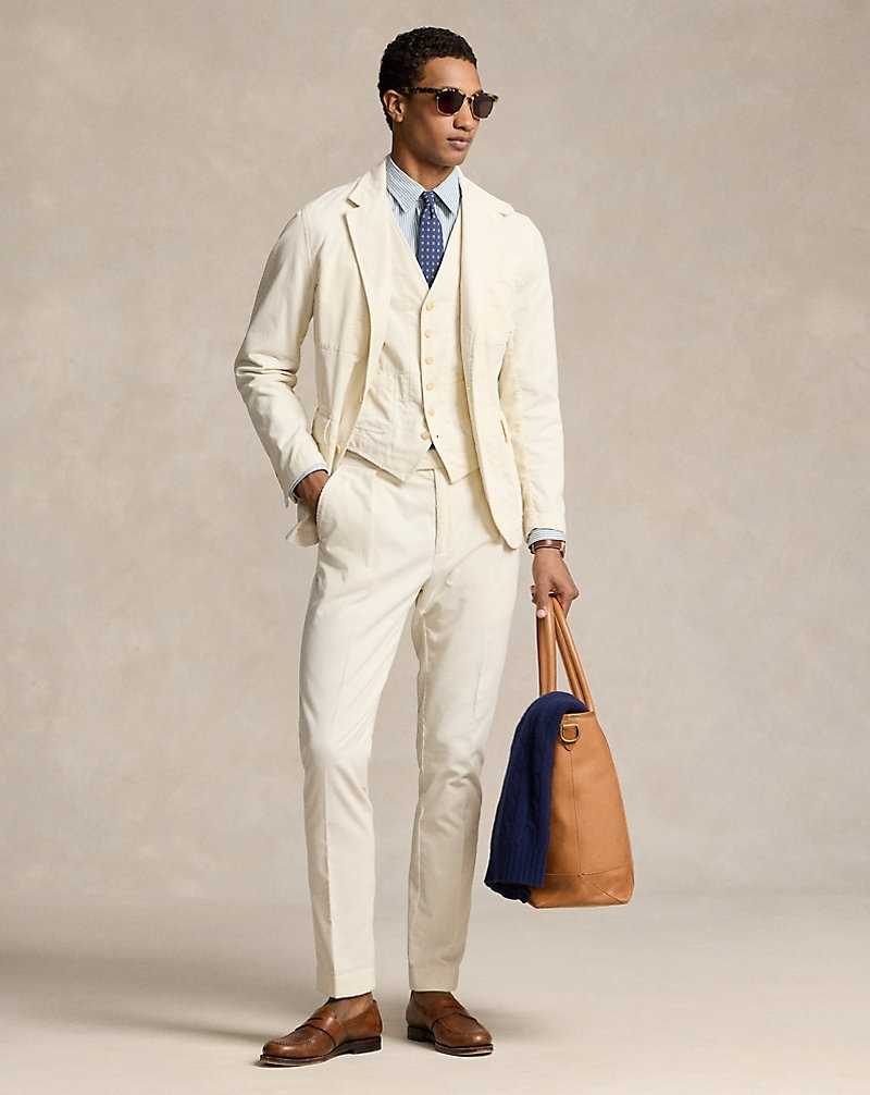 Pantalones Ralph Lauren Pleated Stretch Corduroy Hombre Classic Stone | LUJZWAH-05 - vista 1
