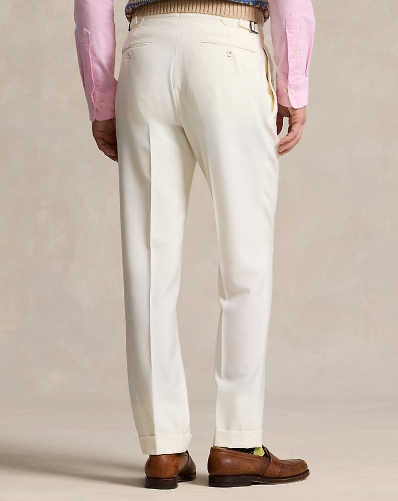 Pantalones Ralph Lauren Pleated Wool Barathea Hombre Creme | YJQALKV-40 - vista 4