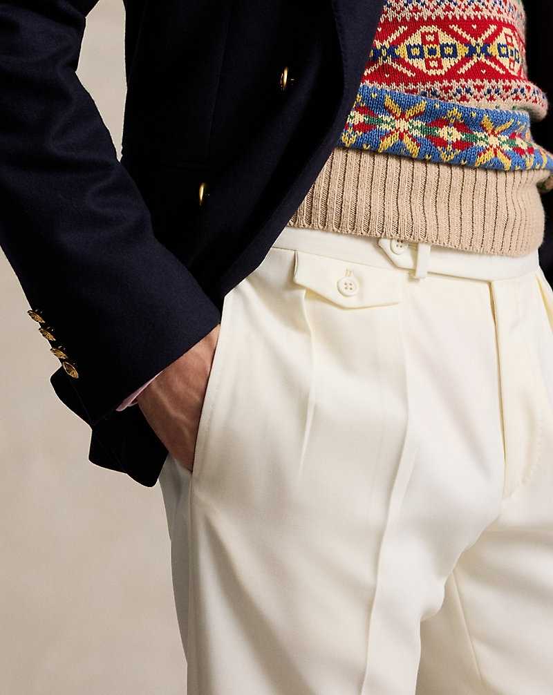 Pantalones Ralph Lauren Pleated Wool Barathea Hombre Creme | YJQALKV-40 - vista 5