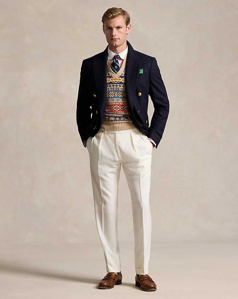Pantalones Ralph Lauren Pleated Wool Barathea Hombre Creme | YJQALKV-40 - vista 1