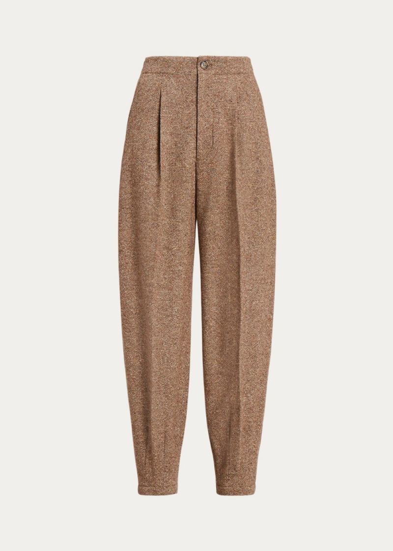 Pantalones Plisado Lana-Blend Tweed Pant Mujer Marrom | HIYL97803 - vista 2