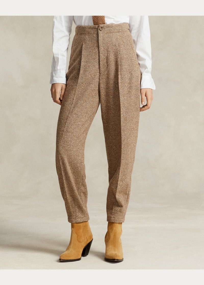Pantalones Plisado Lana-Blend Tweed Pant Mujer Marrom | HIYL97803 - vista 3