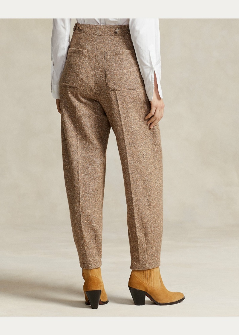 Pantalones Plisado Lana-Blend Tweed Pant Mujer Marrom | HIYL97803 - vista 4
