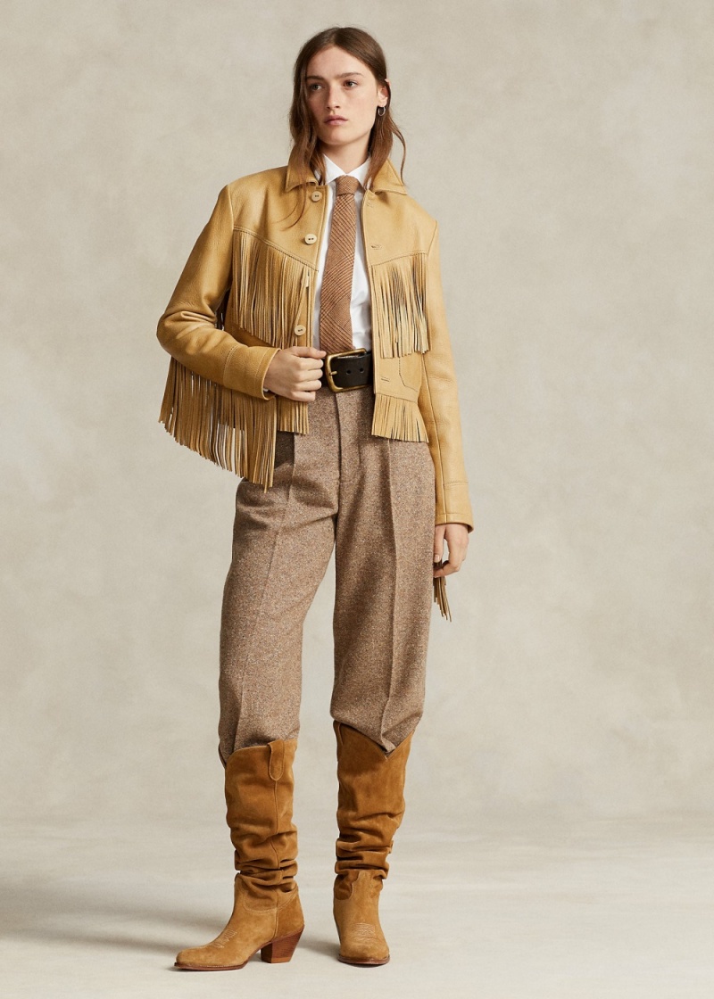 Pantalones Plisado Lana-Blend Tweed Pant Mujer Marrom | HIYL97803 - vista 1