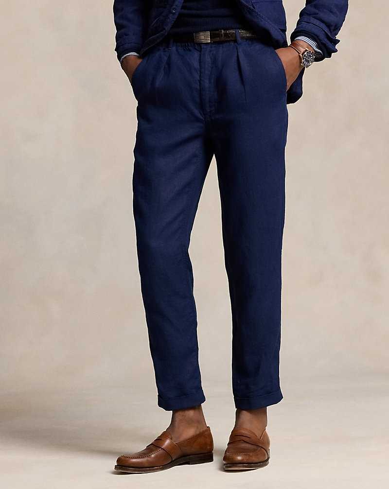 Pantalones Ralph Lauren Prepster Slim Tapered Linen Hombre Azul Marino | GNRHBTQ-41 - vista 3