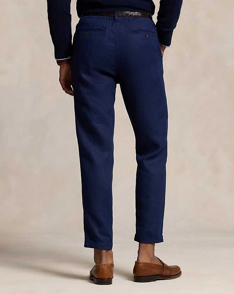 Pantalones Ralph Lauren Prepster Slim Tapered Linen Hombre Azul Marino | GNRHBTQ-41 - vista 4