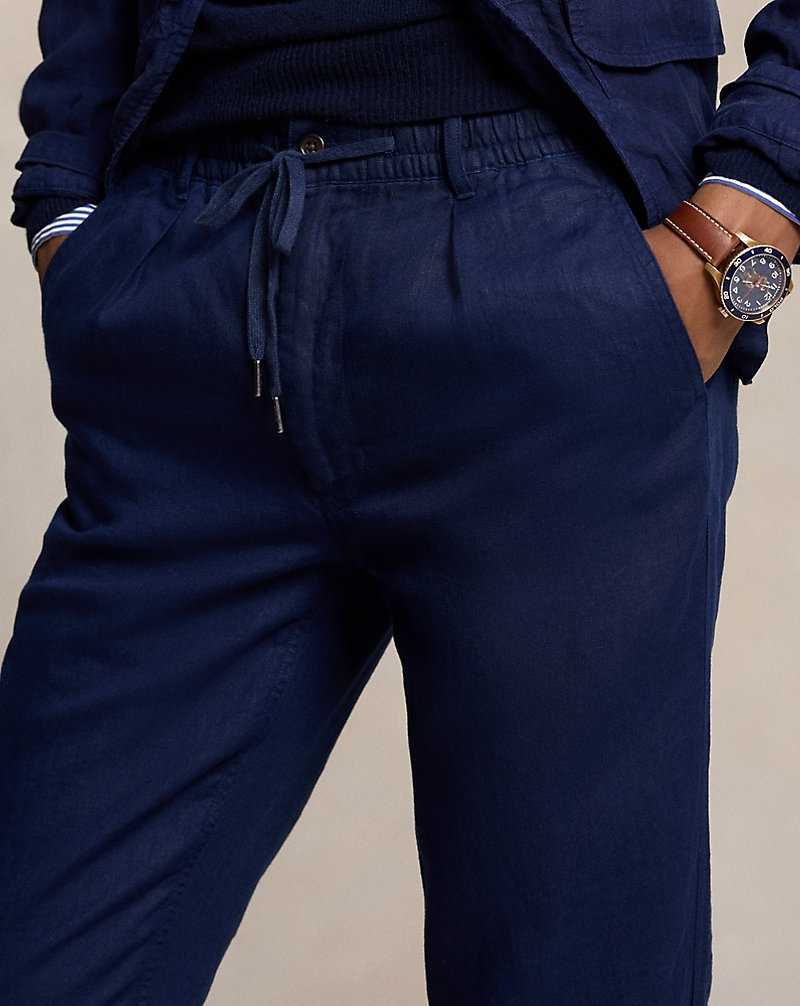 Pantalones Ralph Lauren Prepster Slim Tapered Linen Hombre Azul Marino | GNRHBTQ-41 - vista 5