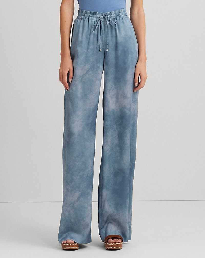 Pantalones Ralph Lauren Print Charmeuse Wide-Leg Mujer Azules | RKYBLTV-08 - vista 3