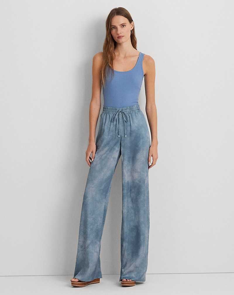 Pantalones Ralph Lauren Print Charmeuse Wide-Leg Mujer Azules | RKYBLTV-08 - vista 1
