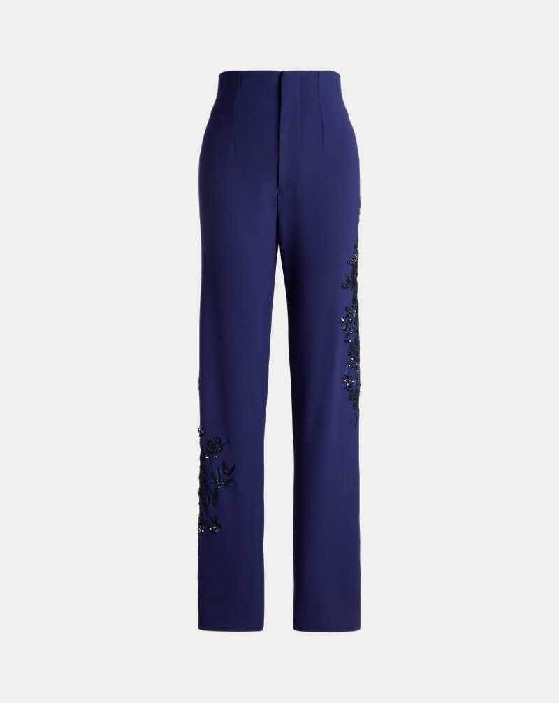 Pantalones Ralph Lauren Ramona Embellished Stretch Wool Mujer Azules | EYPLVIM-45 - vista 2