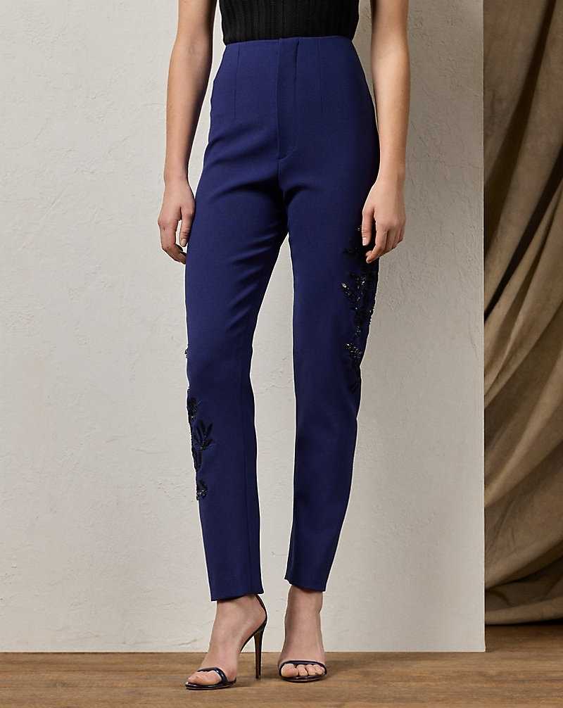 Pantalones Ralph Lauren Ramona Embellished Stretch Wool Mujer Azules | EYPLVIM-45 - vista 3