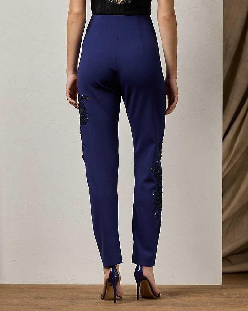 Pantalones Ralph Lauren Ramona Embellished Stretch Wool Mujer Azules | EYPLVIM-45 - vista 4