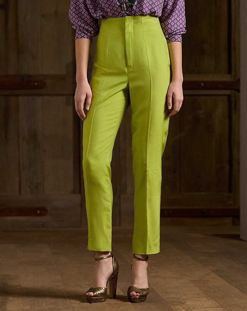 Pantalones Ralph Lauren Ramona Silk-Blend Shantung Mujer Chartreuse | LJOANSY-03 - vista 3