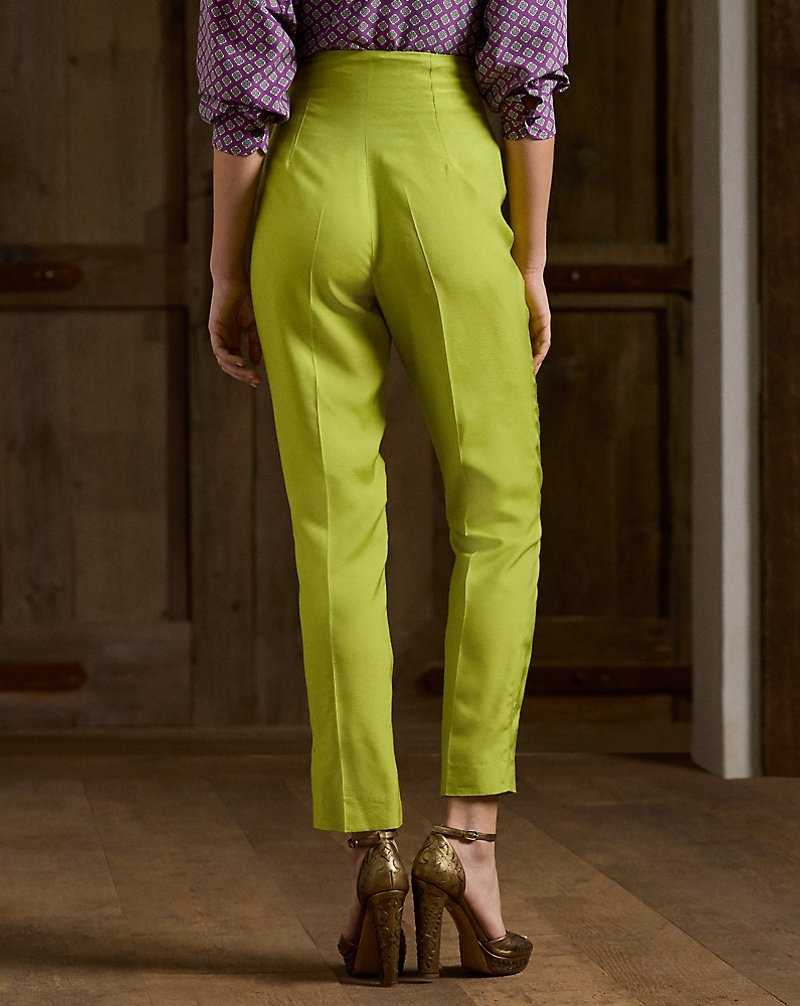 Pantalones Ralph Lauren Ramona Silk-Blend Shantung Mujer Chartreuse | LJOANSY-03 - vista 4