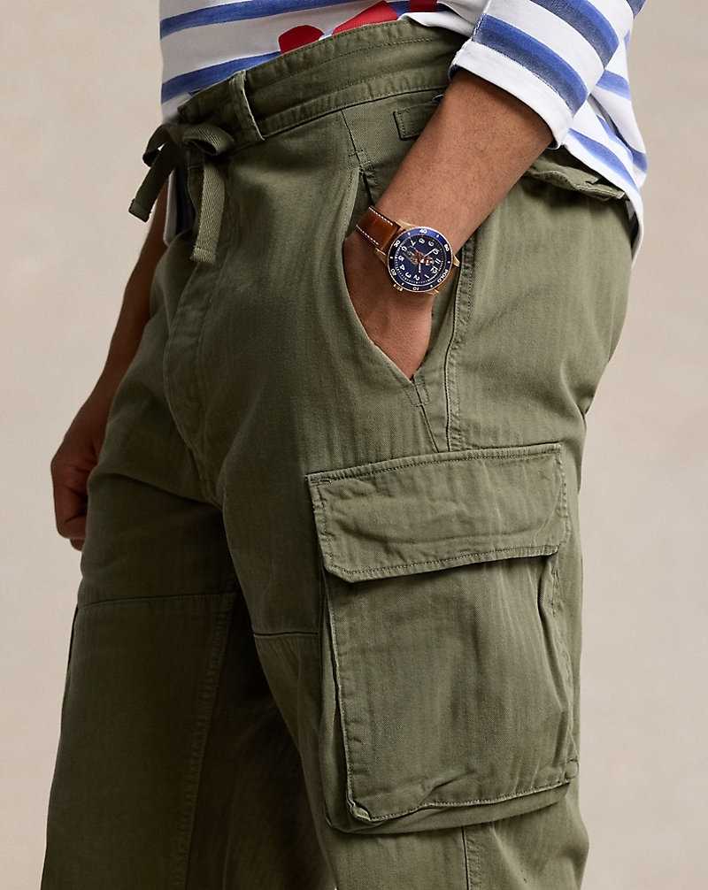 Pantalones Ralph Lauren Relaxed Fit Herringbone Cargo Hombre Verde Oliva | UCJAODQ-73 - vista 5