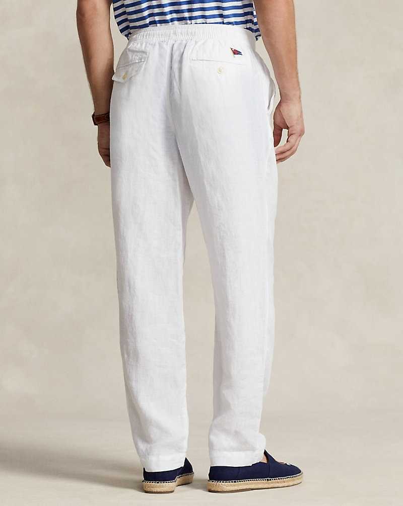 Pantalones Ralph Lauren Relaxed Fit Linen Drawstring Hombre Blancos | HXUYKIB-52 - vista 4