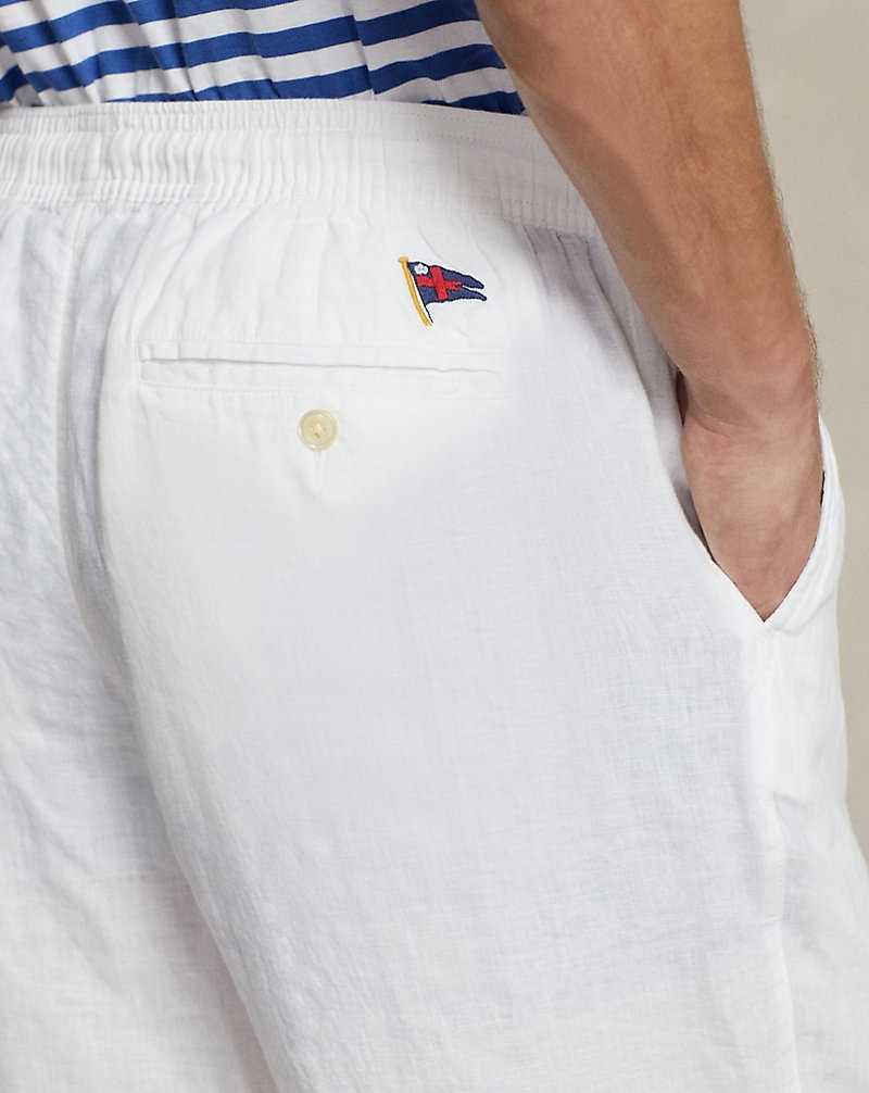 Pantalones Ralph Lauren Relaxed Fit Linen Drawstring Hombre Blancos | HXUYKIB-52 - vista 5