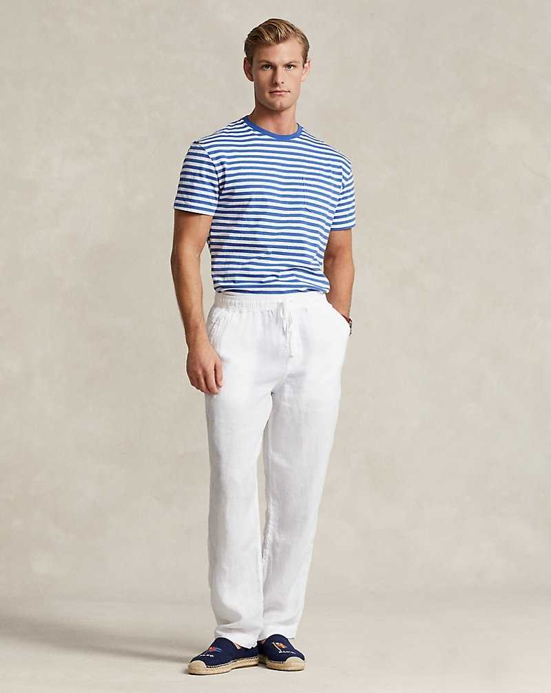 Pantalones Ralph Lauren Relaxed Fit Linen Drawstring Hombre Blancos | HXUYKIB-52 - vista 1