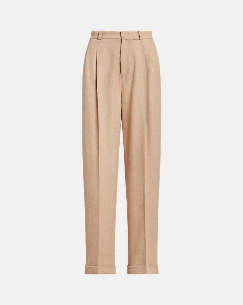 Pantalones Ralph Lauren Relaxed Fit Pleated Herringbone Mujer Taupe Herringbone | ICVQFZT-51 - vista 2