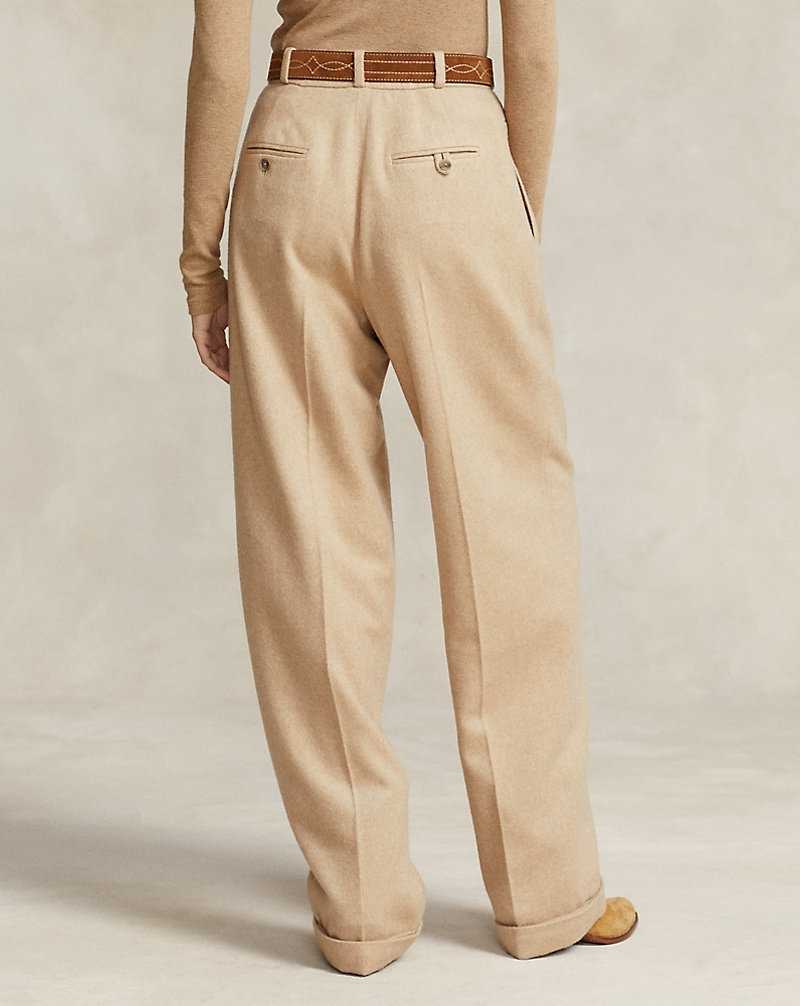 Pantalones Ralph Lauren Relaxed Fit Pleated Herringbone Mujer Taupe Herringbone | ICVQFZT-51 - vista 4