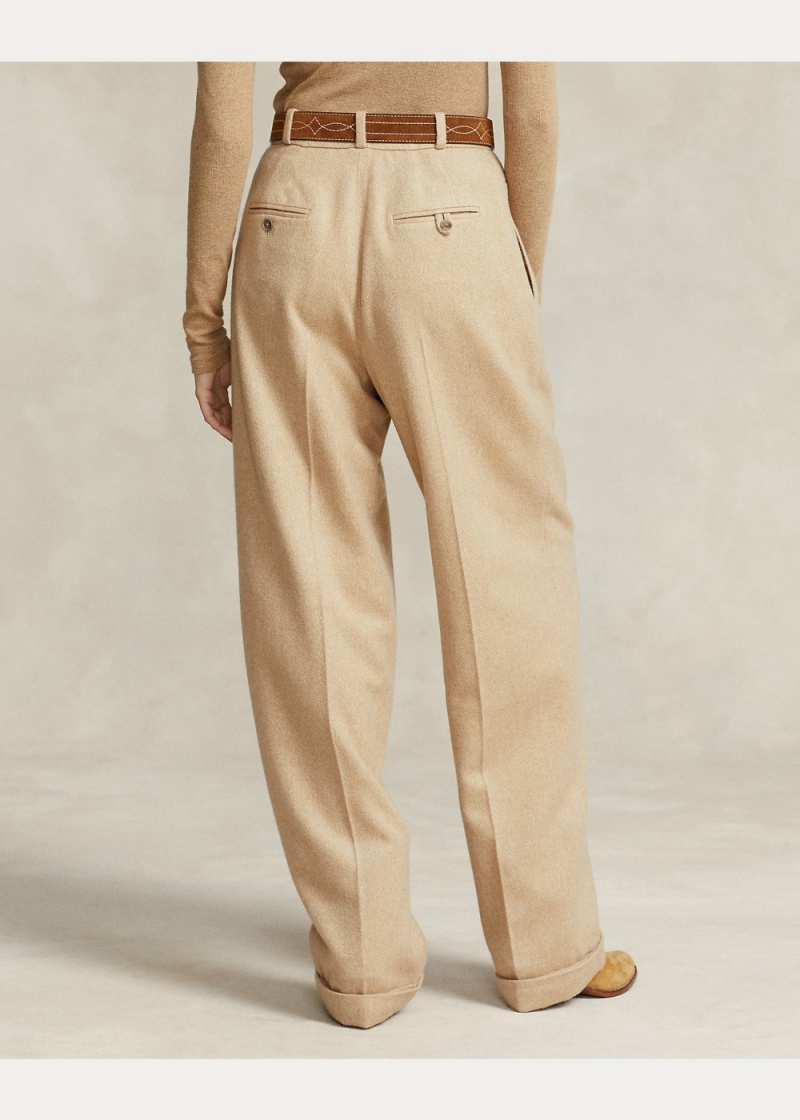Pantalones Relaxed Fit Plisado Herringbone Pant Mujer Marrom | FUZO85761 - vista 3