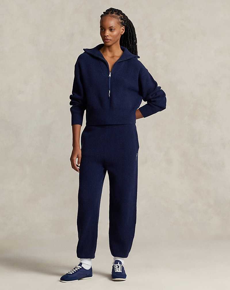 Pantalones Ralph Lauren Rib-Knit Cashmere-Wool Mujer Azul Marino | LFHBDSE-25 - vista 1