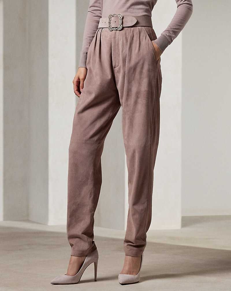 Pantalones Ralph Lauren Rogers Lamb-Suede Mujer Mauve | ZSWJQFG-91 - vista 3