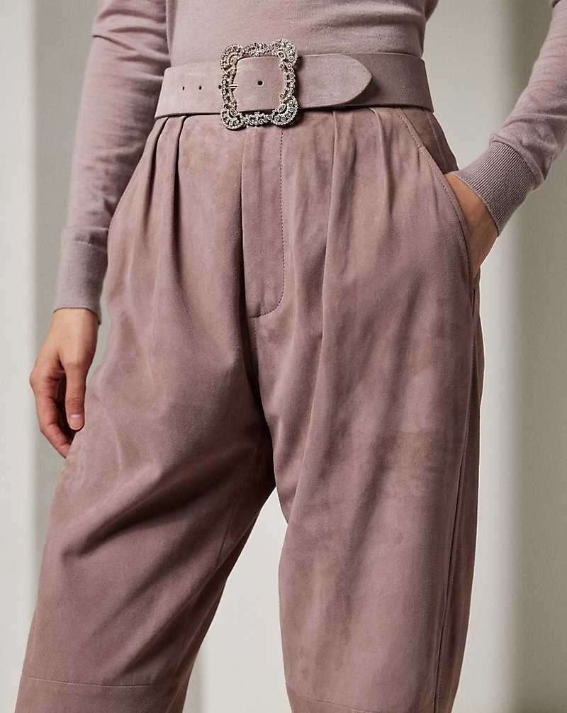 Pantalones Ralph Lauren Rogers Lamb-Suede Mujer Mauve | ZSWJQFG-91 - vista 5