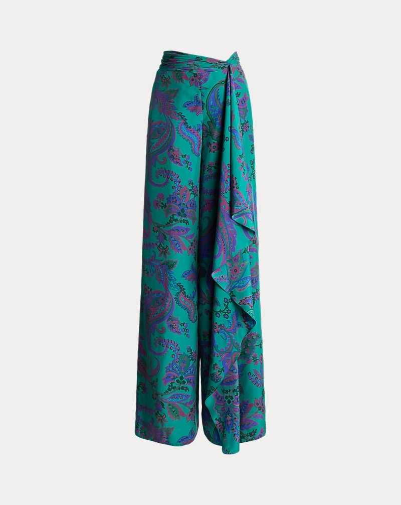 Pantalones Ralph Lauren Schmitt Paisley Silk Habotai Mujer Azules | MDHIVWK-89 - vista 2