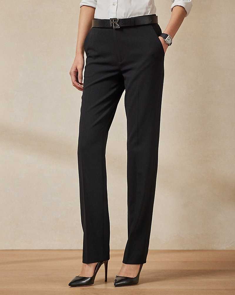 Pantalones Ralph Lauren Seth Stretch Wool Crepe Mujer Negros | NVFZOTB-37 - vista 3