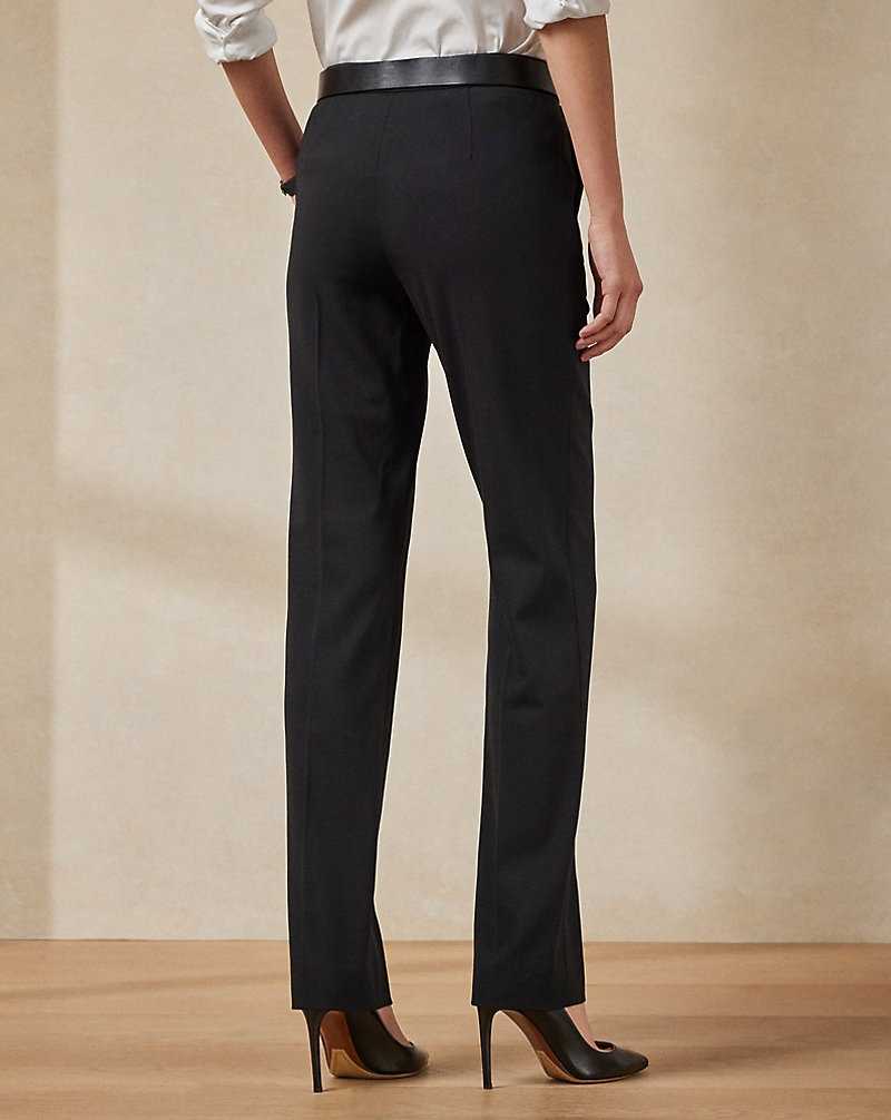 Pantalones Ralph Lauren Seth Stretch Wool Crepe Mujer Negros | NVFZOTB-37 - vista 4