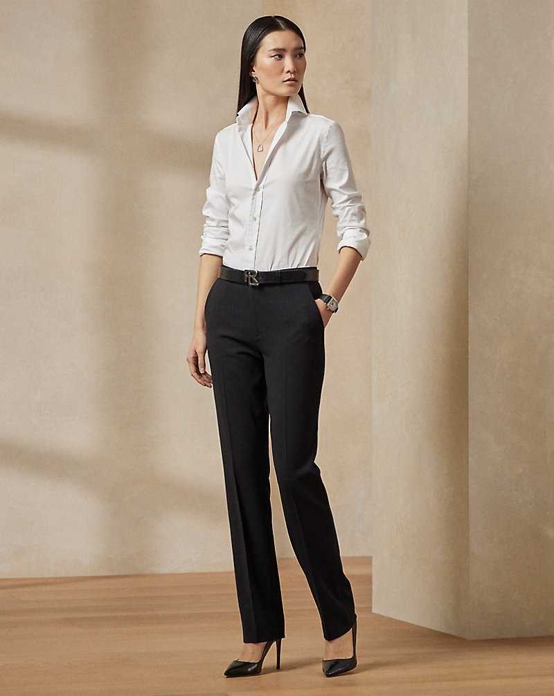 Pantalones Ralph Lauren Seth Stretch Wool Crepe Mujer Negros | NVFZOTB-37 - vista 1