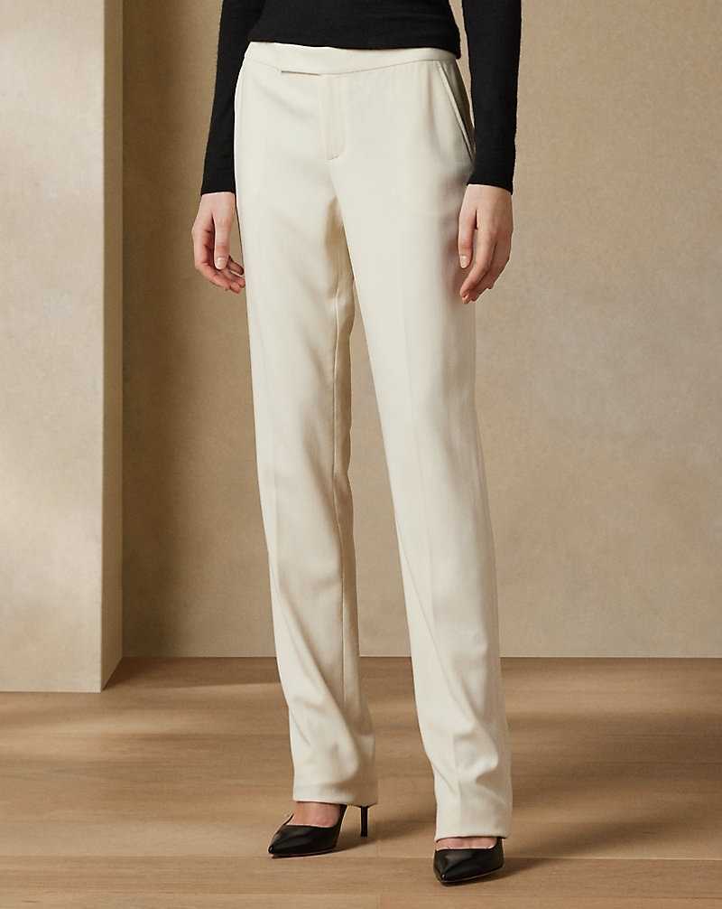 Pantalones Ralph Lauren Seth Wool Crepe Mujer Creme | EICRHSL-13 - vista 3