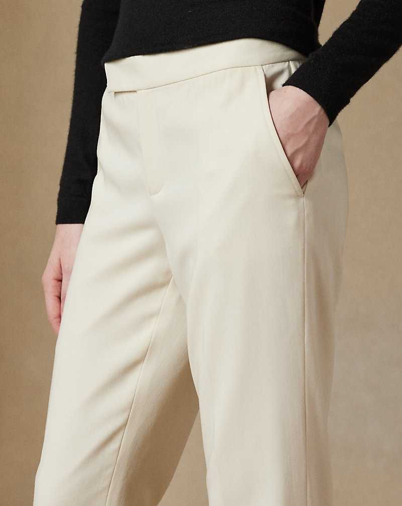 Pantalones Ralph Lauren Seth Wool Crepe Mujer Creme | EICRHSL-13 - vista 5