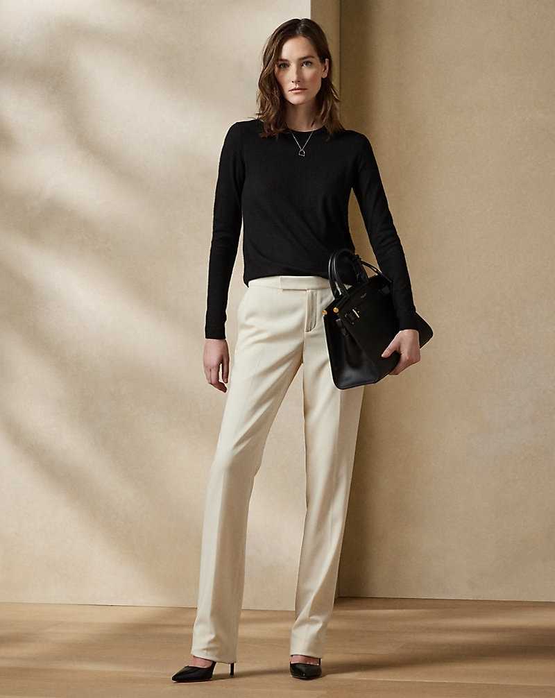 Pantalones Ralph Lauren Seth Wool Crepe Mujer Creme | EICRHSL-13 - vista 1
