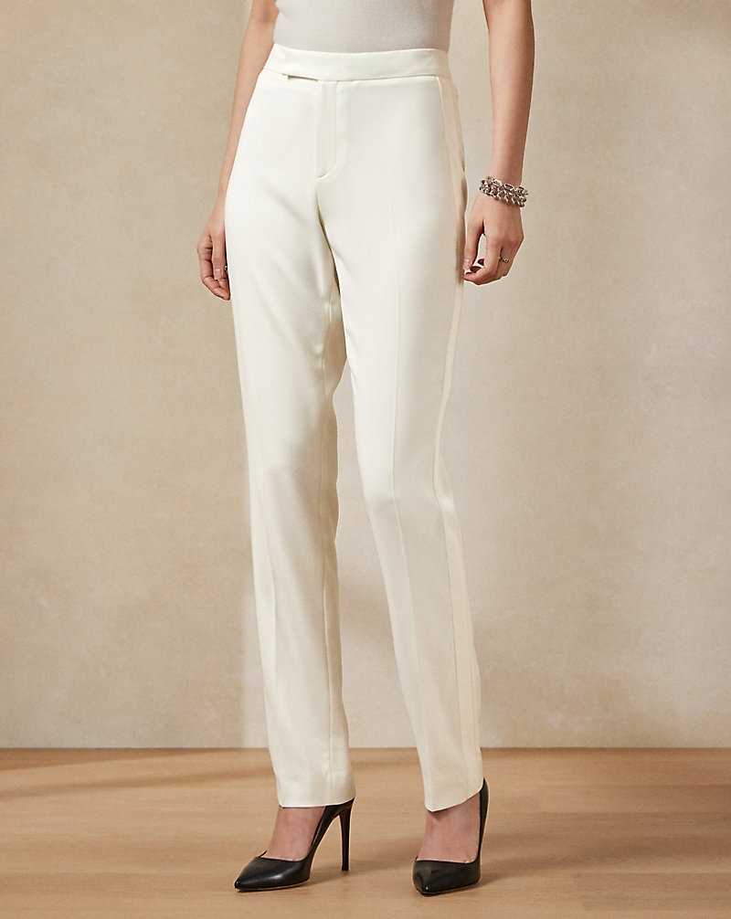 Pantalones Ralph Lauren Seth Wool Crepe Tuxedo Mujer Creme | FJACMLZ-17 - vista 3