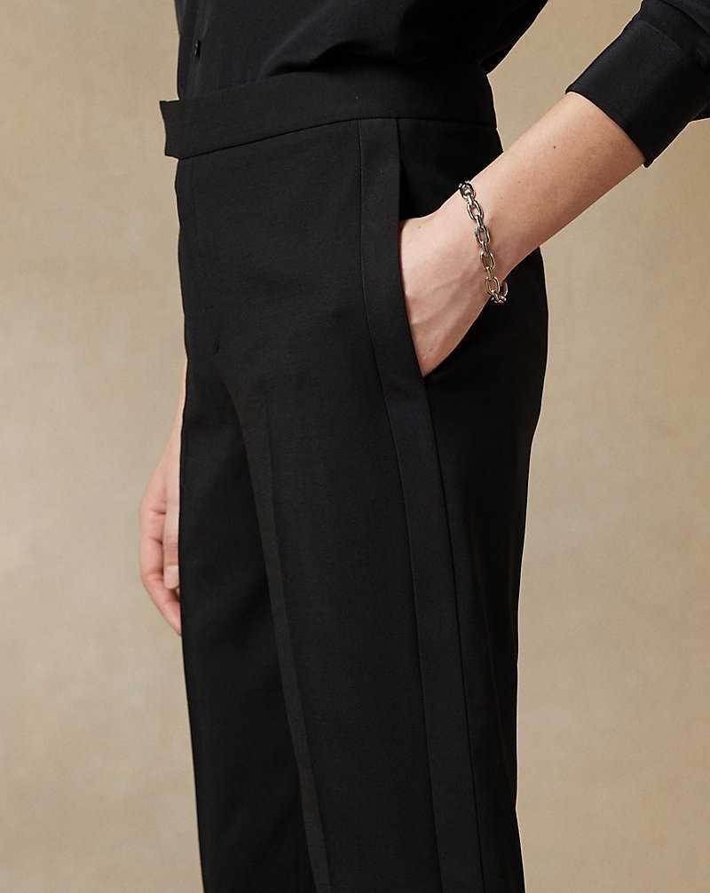 Pantalones Ralph Lauren Seth Wool Gabardine Mujer Negros | EJXTUPZ-92 - vista 5