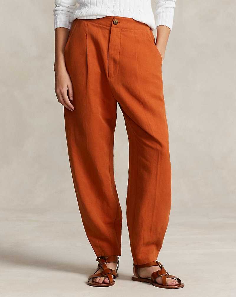 Pantalones Ralph Lauren Silk-Blend Curved Tapered Mujer Sweet Potato | USWNQXC-12 - vista 3