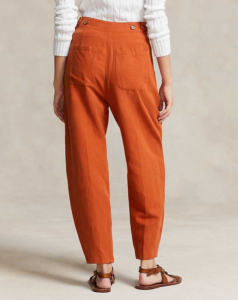 Pantalones Ralph Lauren Silk-Blend Curved Tapered Mujer Sweet Potato | USWNQXC-12 - vista 4
