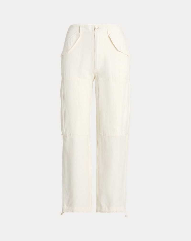 Pantalones Ralph Lauren Silk-Blend Twill Cargo Mujer Blancos | FKIYLBE-65 - vista 2