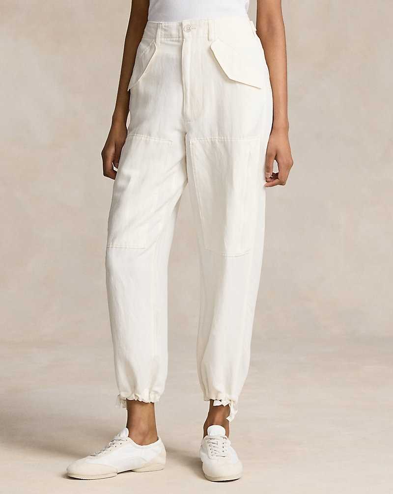 Pantalones Ralph Lauren Silk-Blend Twill Cargo Mujer Blancos | FKIYLBE-65 - vista 3