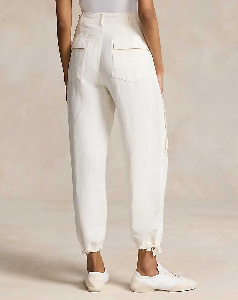 Pantalones Ralph Lauren Silk-Blend Twill Cargo Mujer Blancos | FKIYLBE-65 - vista 4